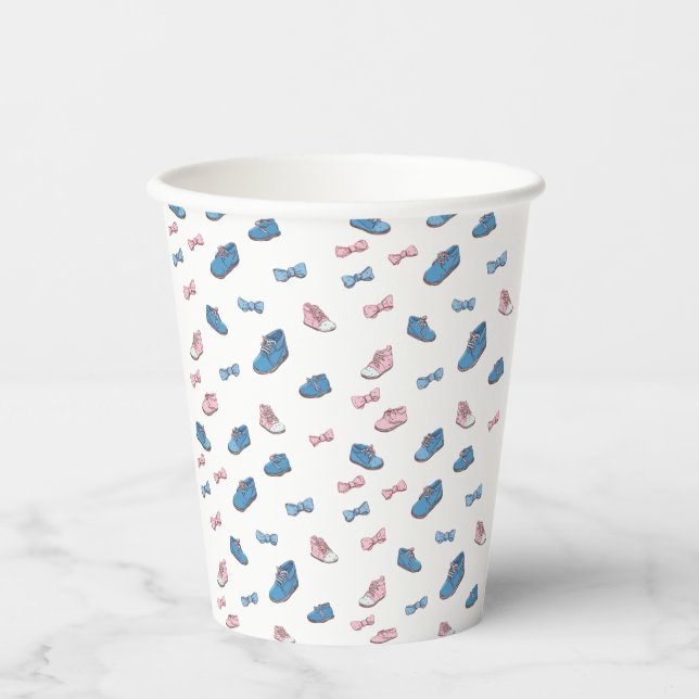 Vaso de papel Zapatillas y lazos (Anverso)