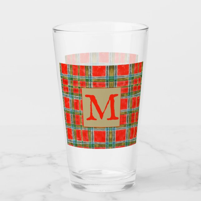 Vaso de Pint MAC BAIN TARTAN + Inicial (Anverso)