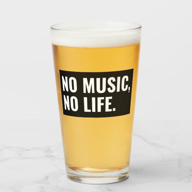 Vaso de Pint No Music No Life – Negro y Blanco Int (Anverso (lleno))