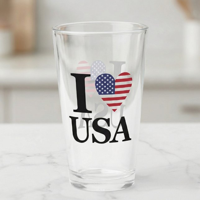 Vaso de pinta "Corazón de América" (Toast to the USA.)