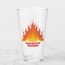 Vaso de pinta de bombero con texto personalizado