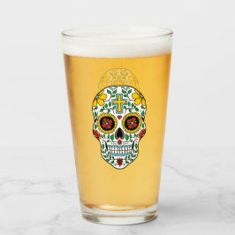 Vaso de pinta de cerveza de cráneo de azúcar