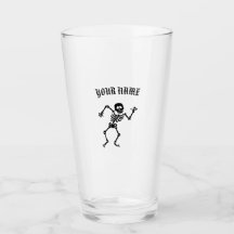 VASO DE PINTA DE ESQUELETO BAILARÍN CON TU NOMBRE