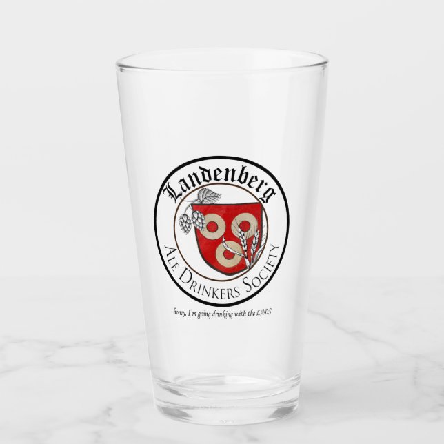 Vaso de pinta de la Landenberg Ale Drinkers Societ (Anverso)
