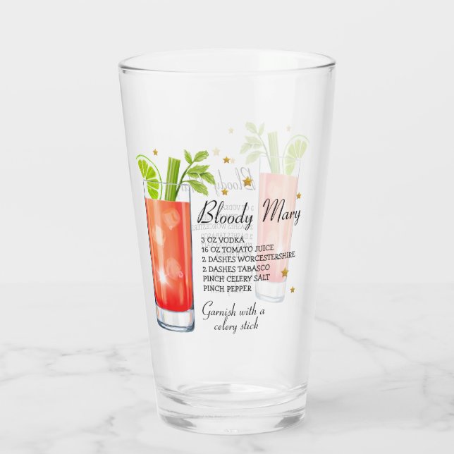 Vaso de receta de Bloody Mary (Personalízalo) (Reverso)