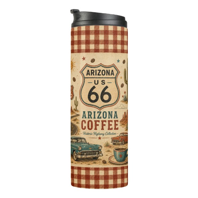 Vaso de viaje Arizona Ruta 66 Desert Diner (Rotado hacia la derecha)