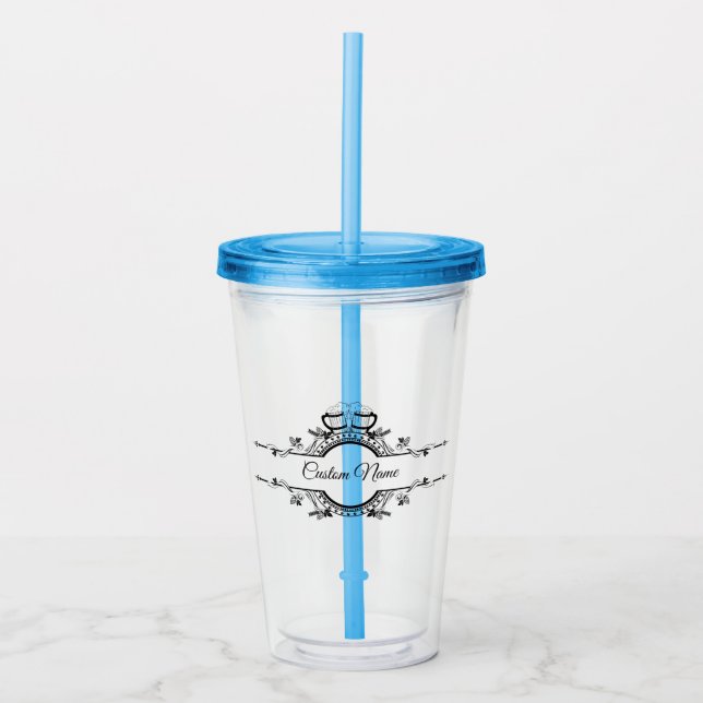 Vaso de viaje de acrílico con nombre personalizado (Anverso)