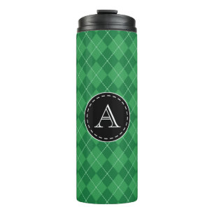 Vaso de viaje de café verde con monograma personal