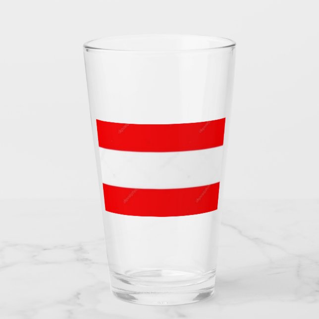 Vaso de vidrio bandera de Austria 16 onzas (Anverso)