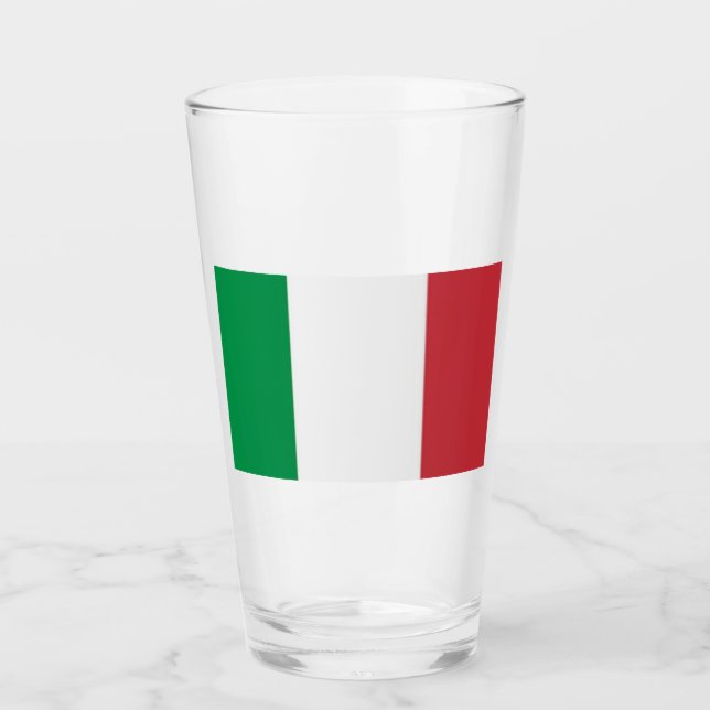 Vaso de vidrio bandera de Italia 16 onzas (Anverso)