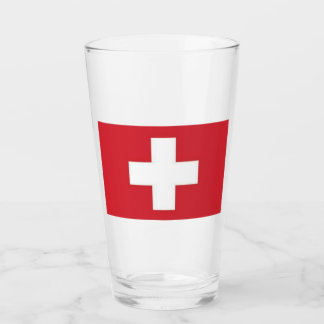 Vaso de vidrio bandera de Suiza 16 onzas