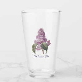 Vaso de vidrio con flor de lila morada antiguo est