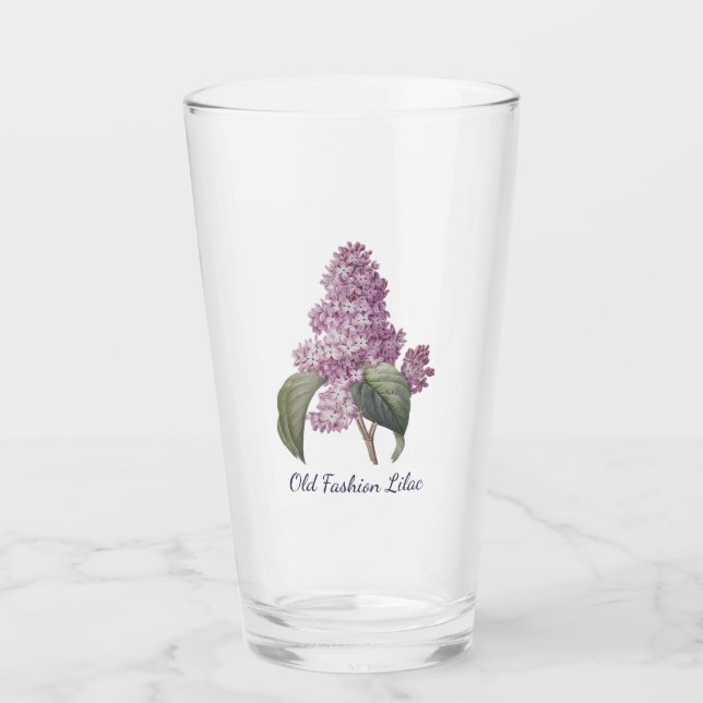Vaso de vidrio con flor de lila morada antiguo est (Anverso)