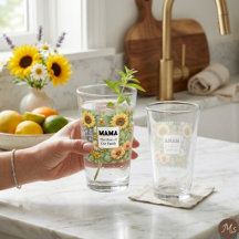 Vaso de vidrio con marco dorado y girasoles de MAM