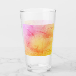 Vaso de vidrio con mármol de acuarela de puesta de