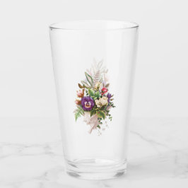 Vaso de vidrio con ramo floral con flores