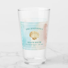 Vaso de vidrio con tema de playa