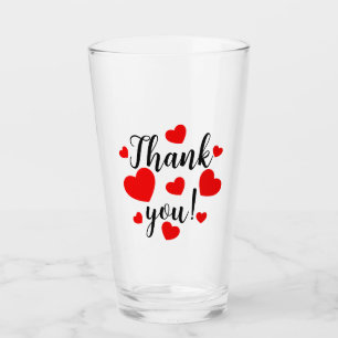 Vaso de vidrio Corazones Rojos Gracias