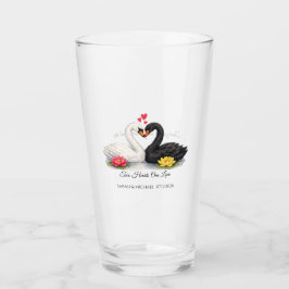 Vaso de vidrio de agradecimiento de boda de cisnes