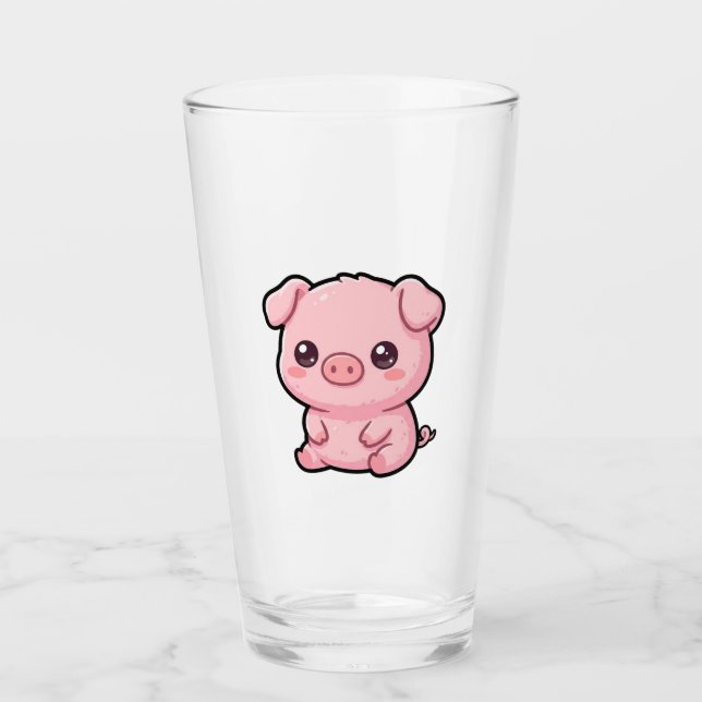 Vaso de vidrio de cerdito bebé lindo (Anverso)