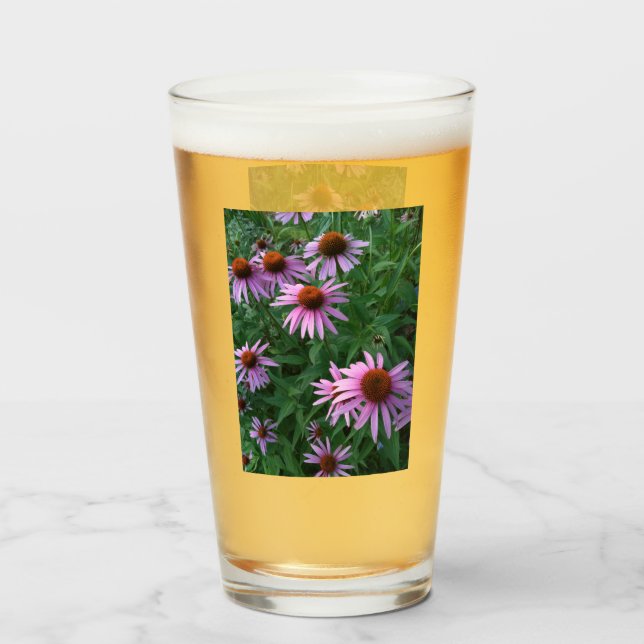 Vaso de vidrio de flor de cono magenta (Anverso (lleno))