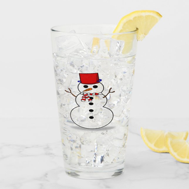 Vaso de vidrio de muñeco de nieve festivo (Reverso (hielo))