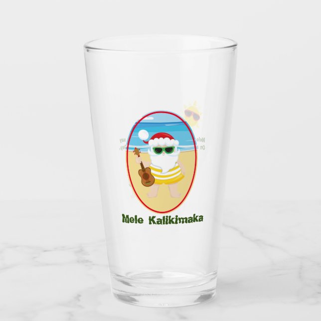 Vaso de vidrio de Papá Noel Aloha (Anverso)
