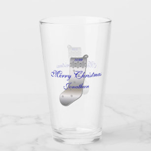 Vaso de vidrio de pinta de media luna de Navidad G