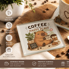 Vaso de vidrio para posavasos de capibara amante d