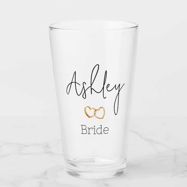 Vaso de vidrio personalizable para novia de boda (Anverso)