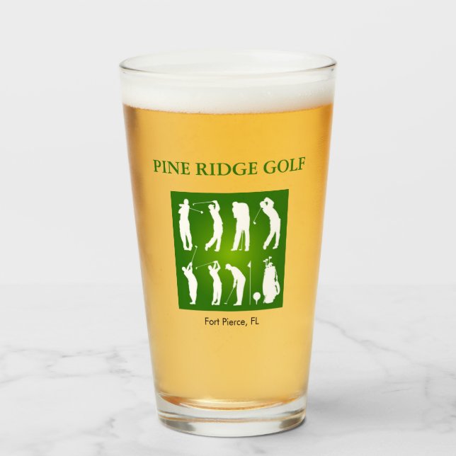 Vaso de vidrio personalizado del campo de golf (Anverso (lleno))