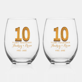 Vaso De Vino 10º Aniversario Personalizado
