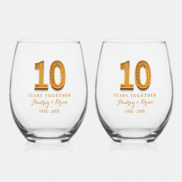 Vaso De Vino 10º Aniversario Personalizado