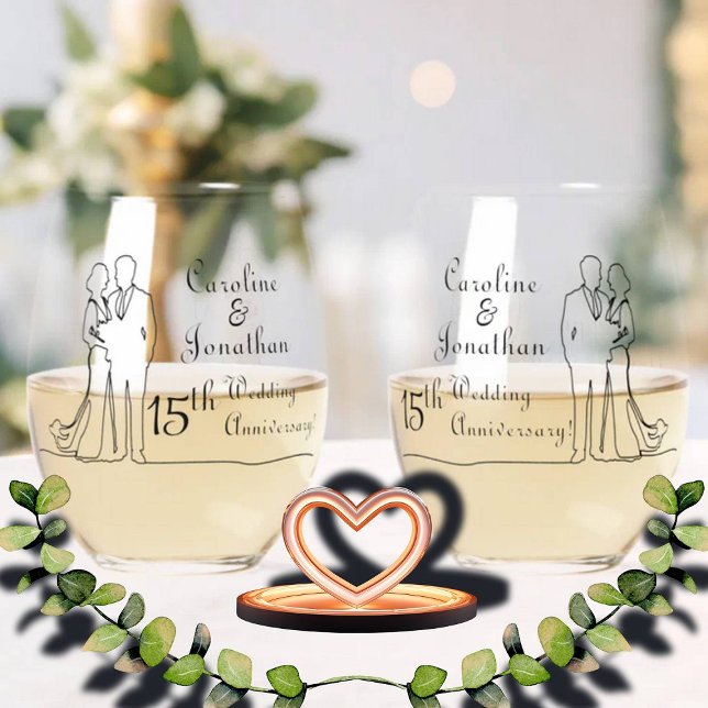 Vaso De Vino 15° aniversario de Crystal Boda Pareja de Arte (Subido por el creador)