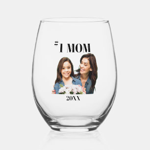 Vaso De Vino #1 Mamá/Foto Vidrio sin Stemless