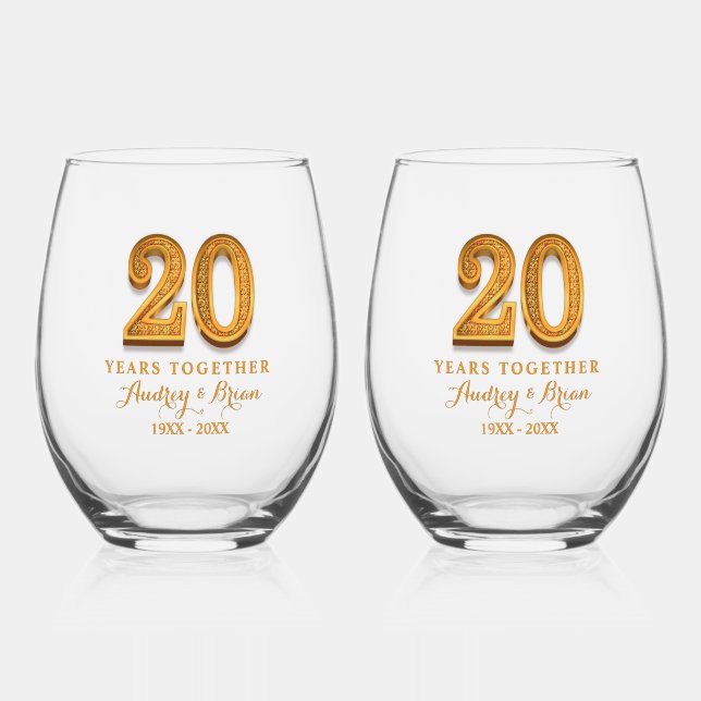 Vaso De Vino 20º Aniversario Personalizado (Anverso)