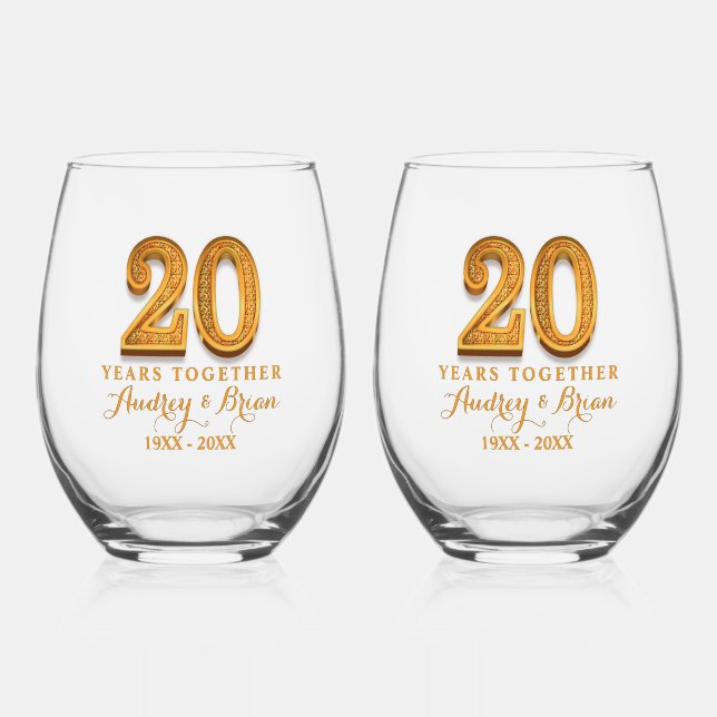 Vaso De Vino 20º Aniversario Personalizado (Anverso)