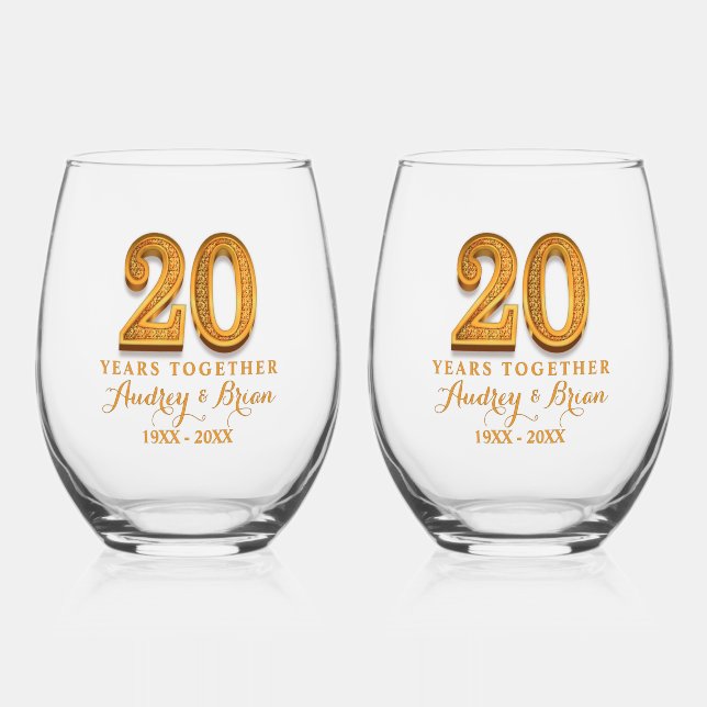 Vaso De Vino 20th Anniversary Personalized (Anverso)