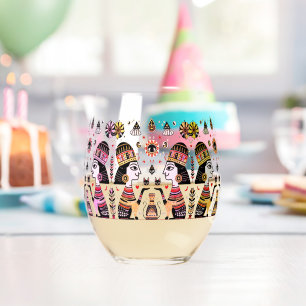 Vaso De Vino 2 egipcios con gatos y pirámides