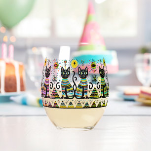 Vaso De Vino 2 gatos egipcios con piramides