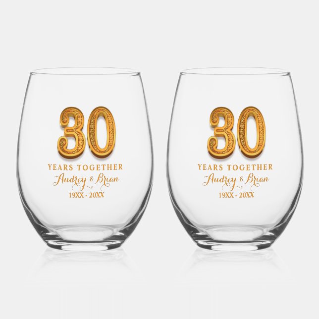 Vaso De Vino 30.º aniversario personalizado (Anverso)