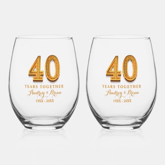 Vaso De Vino 40.º aniversario personalizado (Anverso)