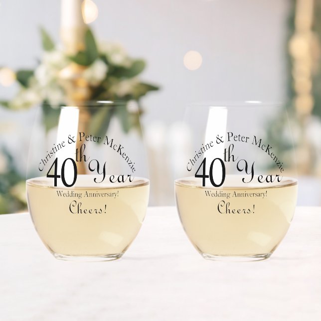 Vaso De Vino 40.º guión de firma de aniversario de Ruby-Boda (Insitu (Boda))