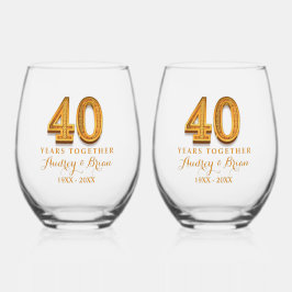 Vaso De Vino 40th Anniversary Personalized