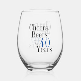 Vaso De Vino 40th Birthday Cheers and Beers Simple Party