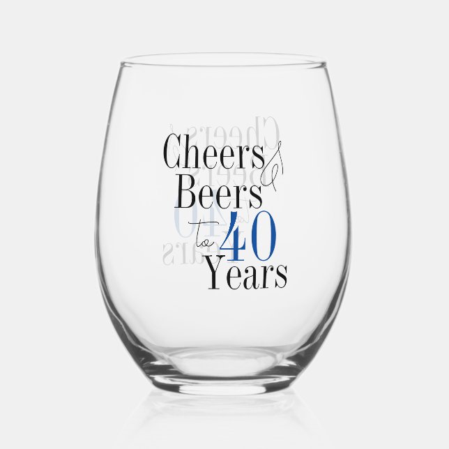 Vaso De Vino 40th Birthday Cheers and Beers Simple Party (Anverso)