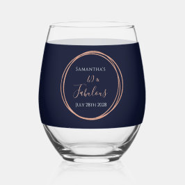 Vaso De Vino 40th Birthday Navy Rose Gold Party Favor