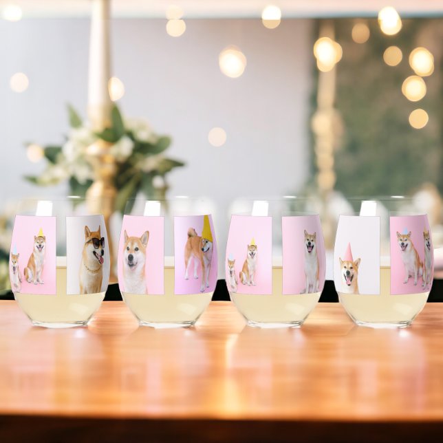 Vaso De Vino 4 a 16 Collages de fotos Personalizados (4 to 16 Photo Collage Personalized Stemless Wine Glass / glasses from Ricaso. Choose 1, 2 or 4 set)