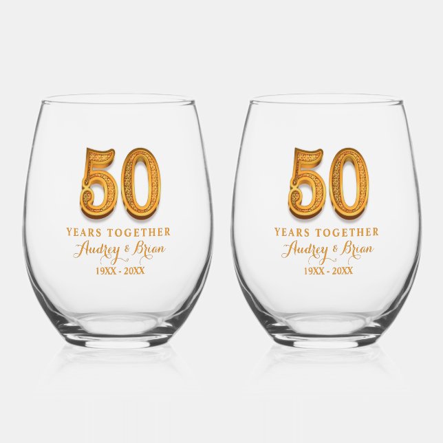 Vaso De Vino 50.º aniversario personalizado (Anverso)