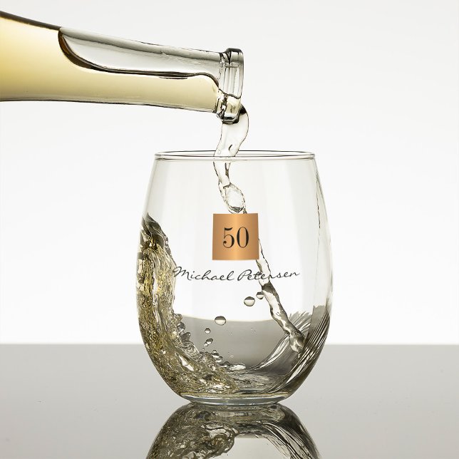 Vaso De Vino 50.º personalizado de nombre de guión elegante de  (Subido por el creador)